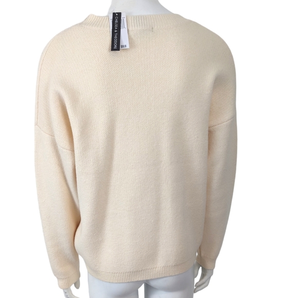 Chelsea and Theodore Crew Neck Sweater Pullover Ivory Off White Womens XL - Picture 7 of 9